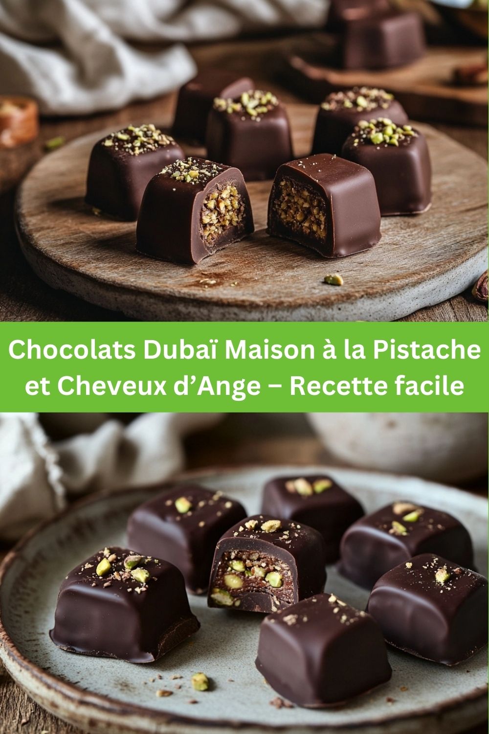Chocolats Dubaï Maison à la Pistache et Cheveux d’Ange – Recette facile