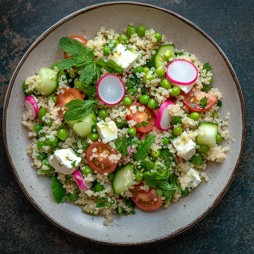 Salade Petit Pois, Quinoa & Feta