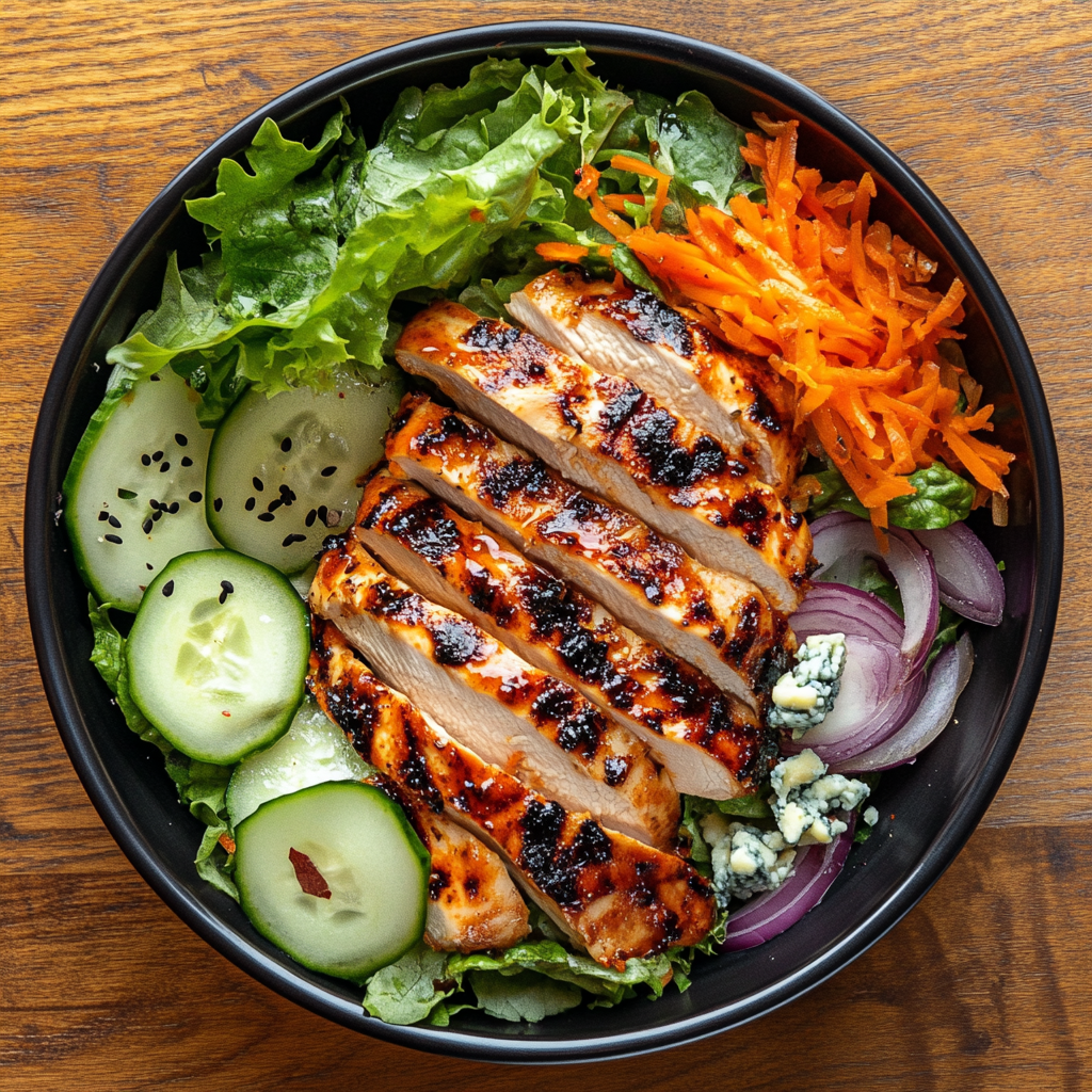 Salade de Poulet Épicée à la Sauce Buffalo — Fraîche, Gourmande et Ultra Croustillante !