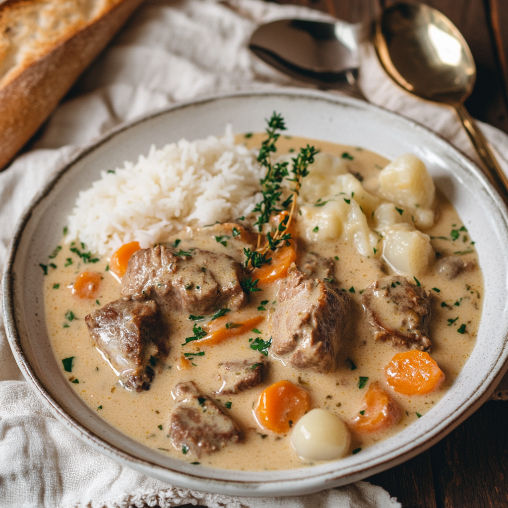 Blanquette de Veau Crémeuse – Un Classique Réconfortant à la Française