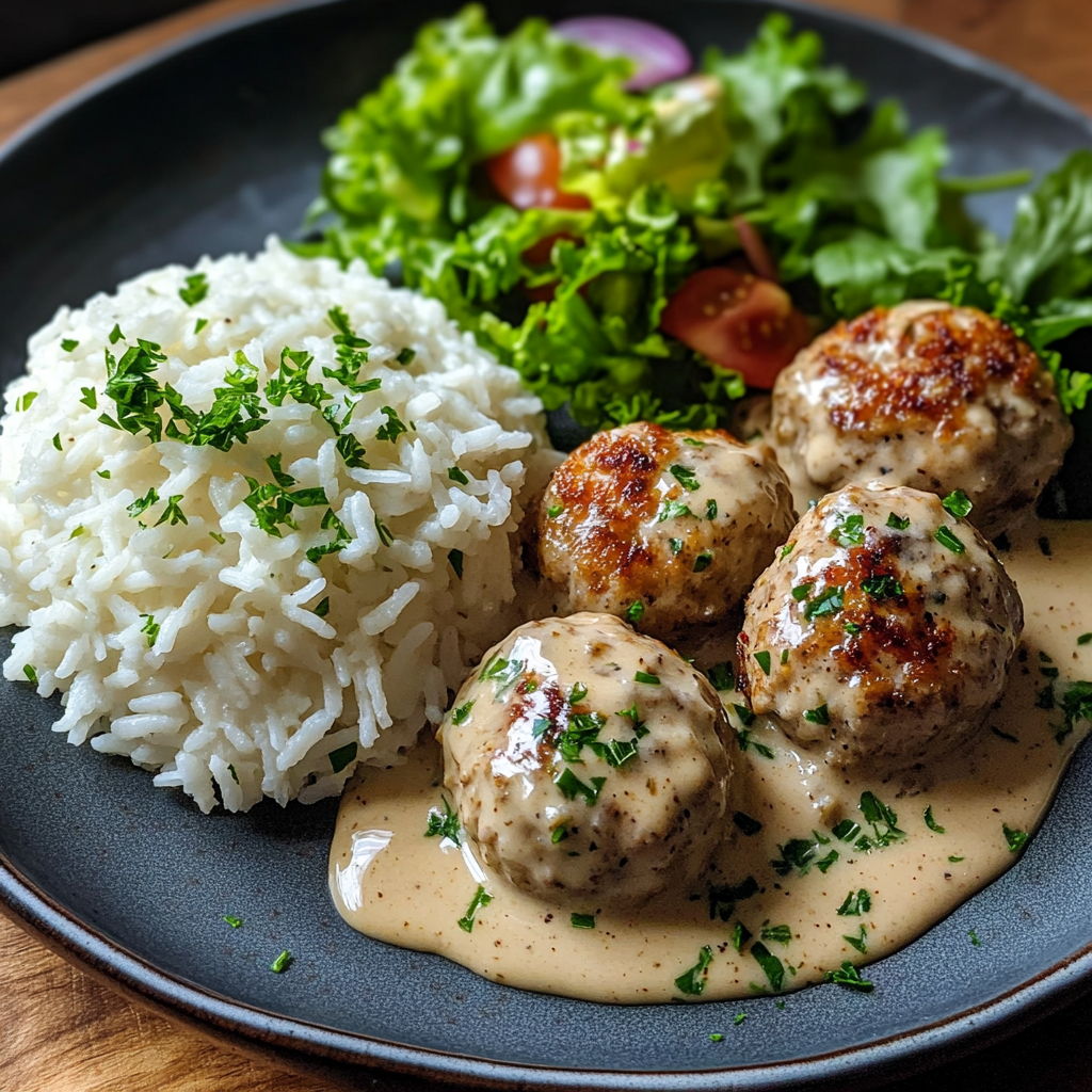 Boulettes de Poulet Moelleuses en Sauce Crémeuse au Poivre