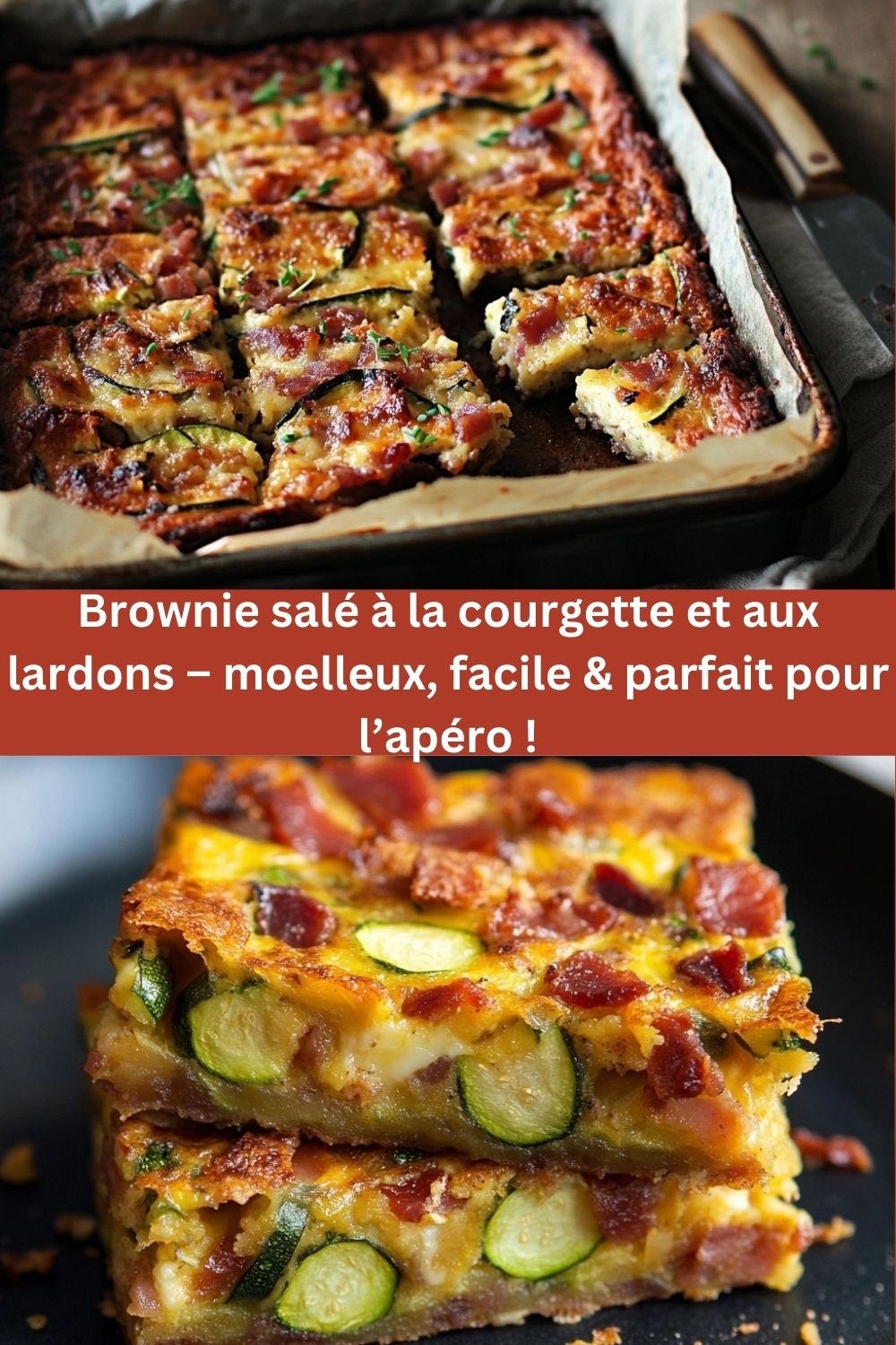 Brownie salé à la courgette et aux lardons – moelleux, facile & parfait pour l’apéro !