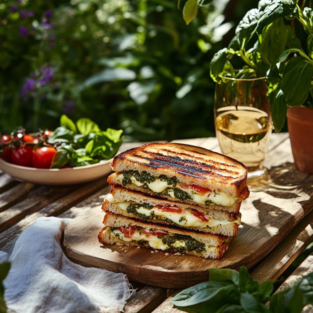 Croque-Monsieur Méditerranéen – Mozzarella & Pesto Fondant