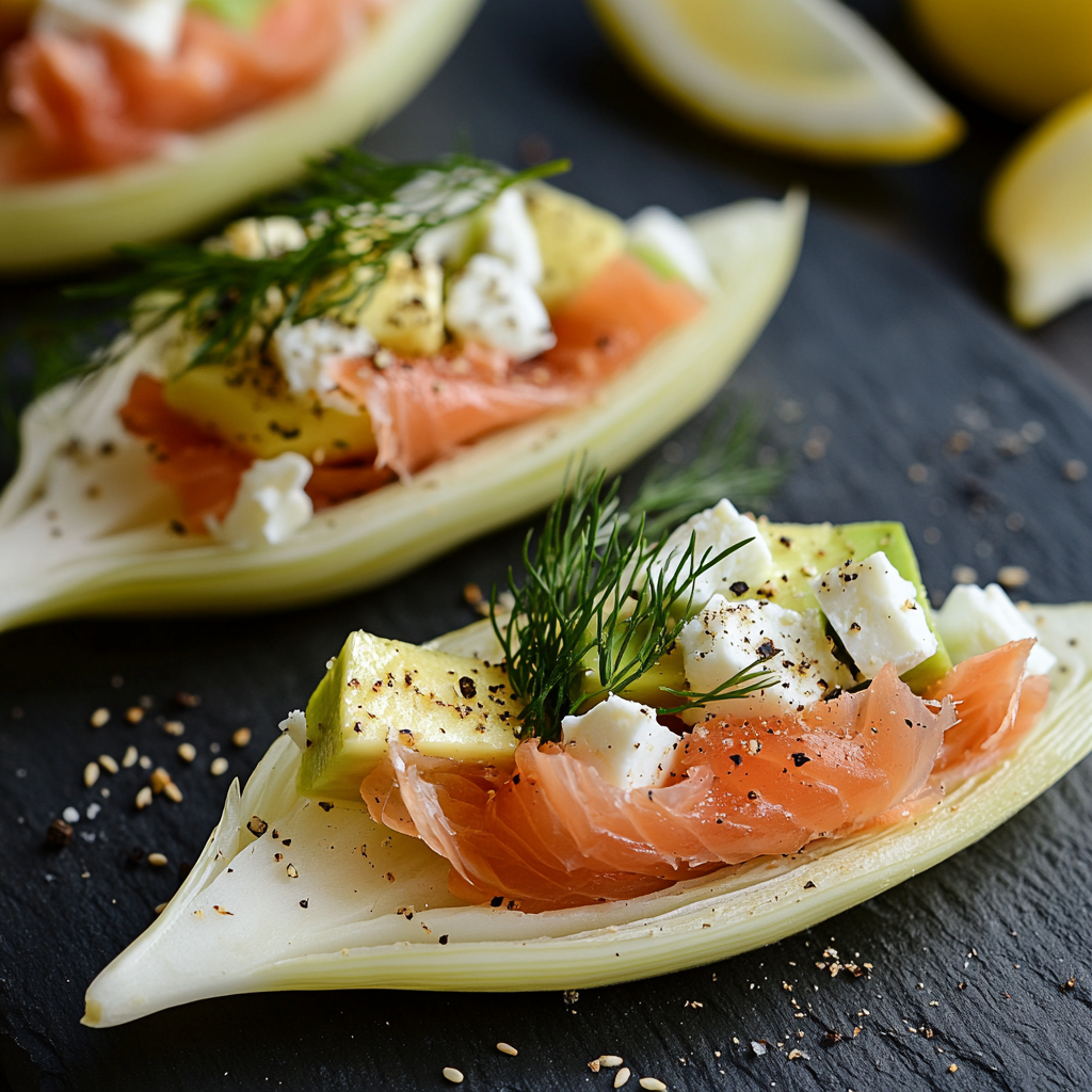 Endives farcies au saumon fumé & avocat – Fraîcheur chic !