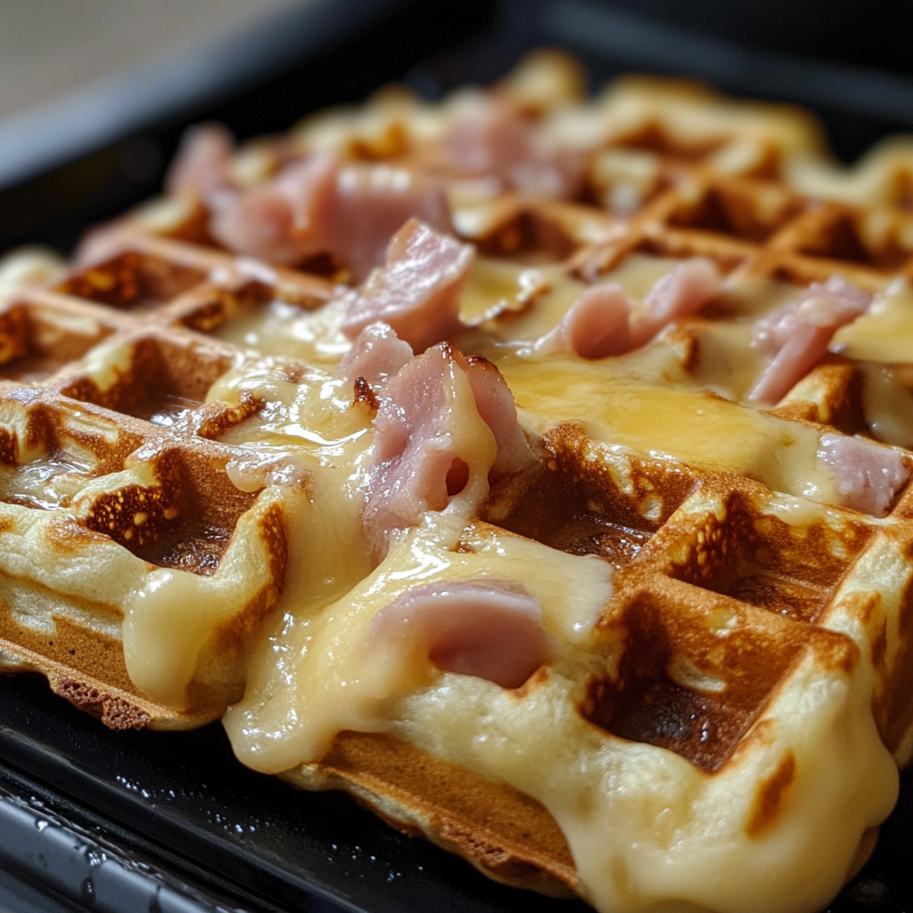 Gaufres Salées Ultra Croustillantes au Jambon & Fromage