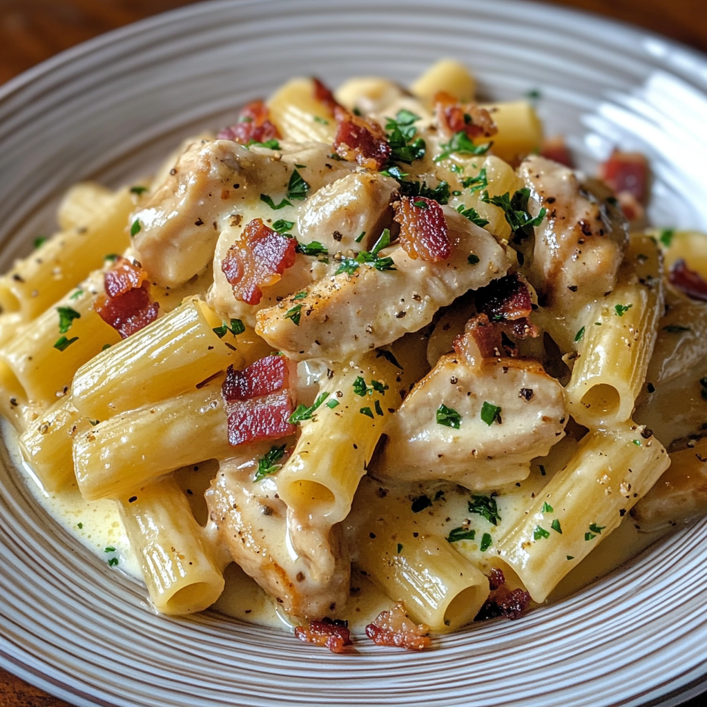 Pâtes Crémeuses au Poulet et Bacon – Une Recette Ultra Gourmande à Tomber