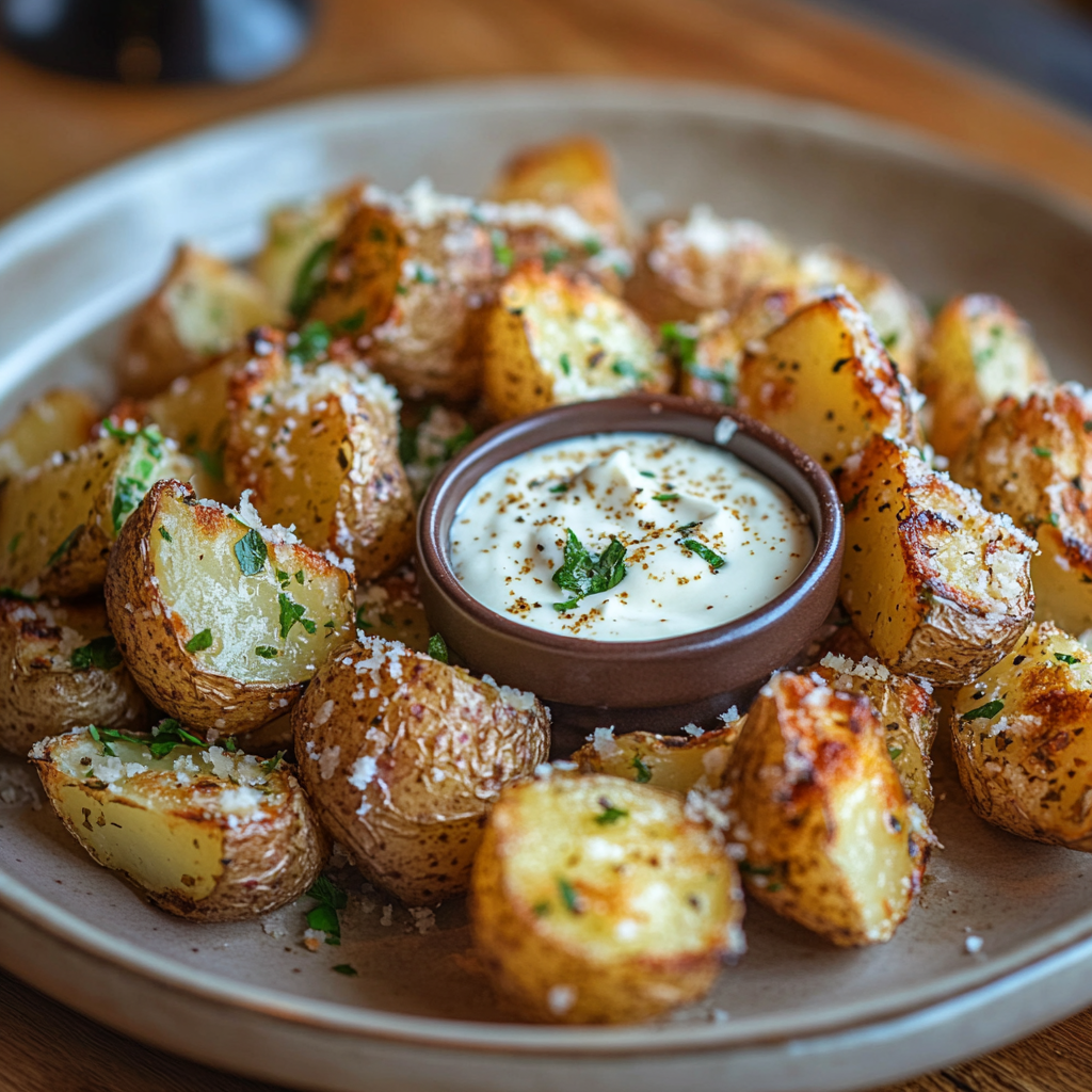 Pommes de terre à l’ail & au parmesan rôties au four