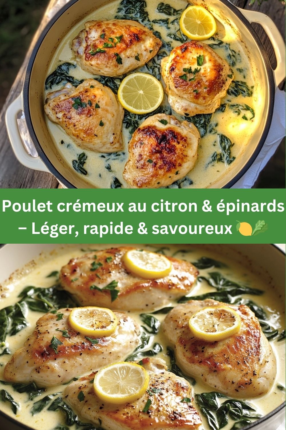 Poulet crémeux au citron & épinards – léger, rapide & savoureux 