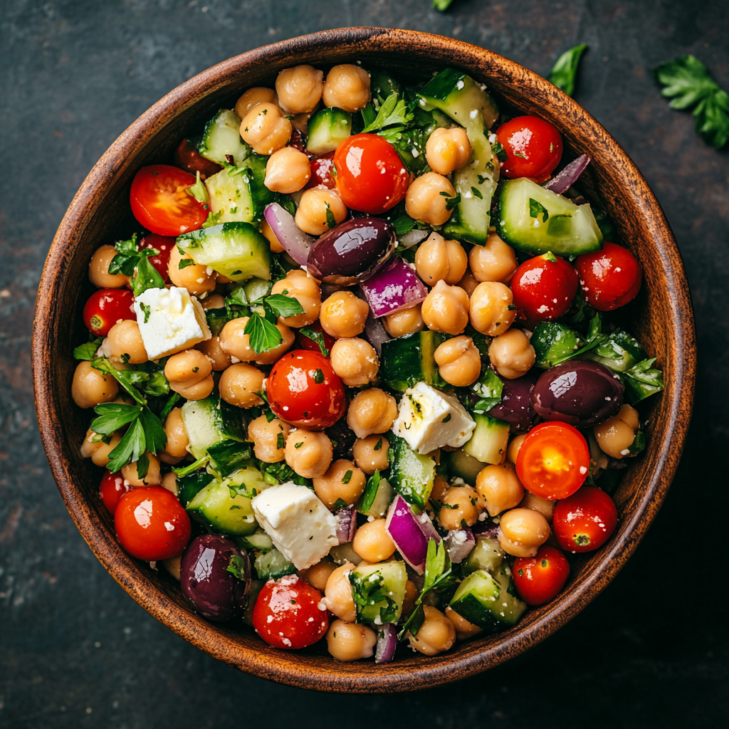 Salade de Pois Chiches à la Grecque — Fraîche, Protéinée & Pleine de Soleil