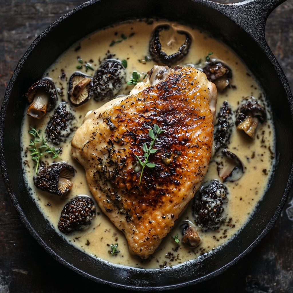 Suprêmes de Volaille Sauce Crémeuse aux Morilles