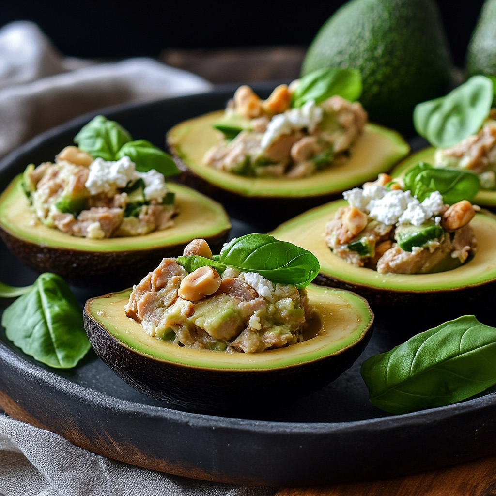 Avocats Farcis au Thon, Fromage & Noix – Frais et Gourmands
