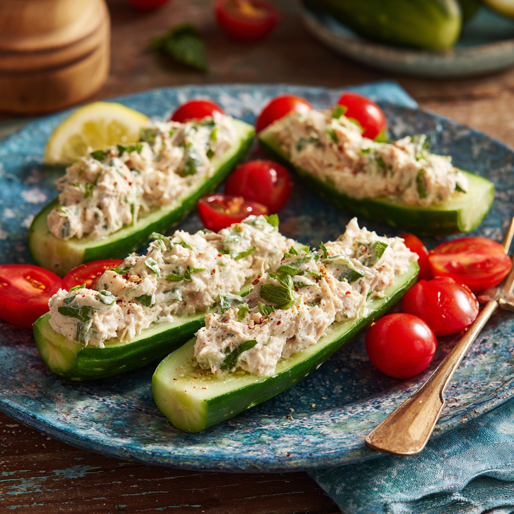 Concombres Farcis au Thon & Fromage Frais – Fraîcheur Express et Gourmande