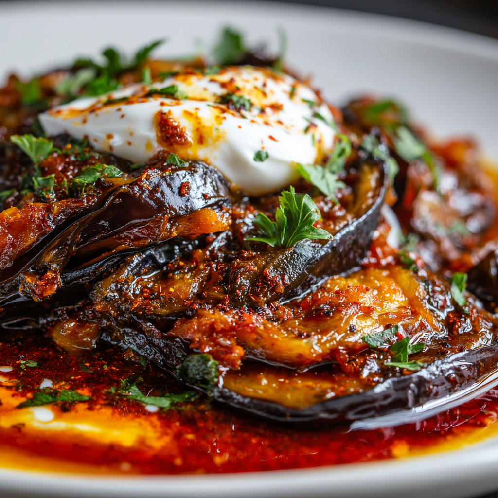 Confit d’Aubergine épicé + Yaourt – Dip méditerranéen crémeux
