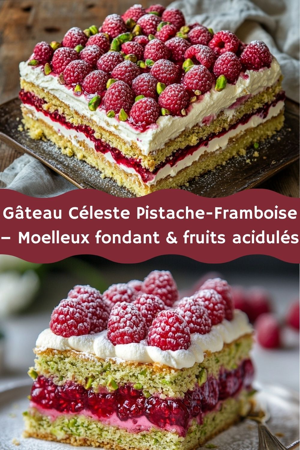 Gâteau Céleste Pistache-Framboise – Moelleux fondant & fruits acidulés 