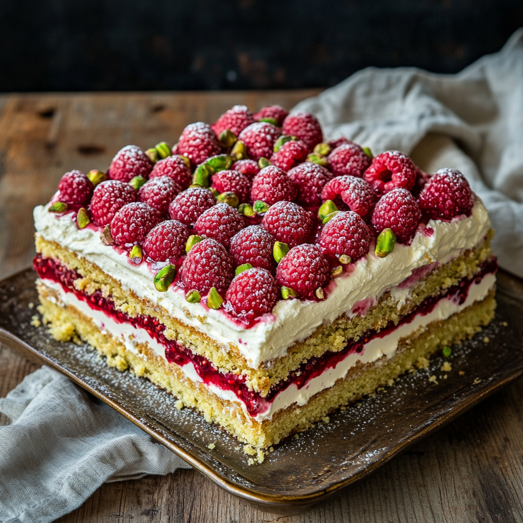 Gâteau Céleste Pistache-Framboise – Moelleux fondant & fruits acidulés