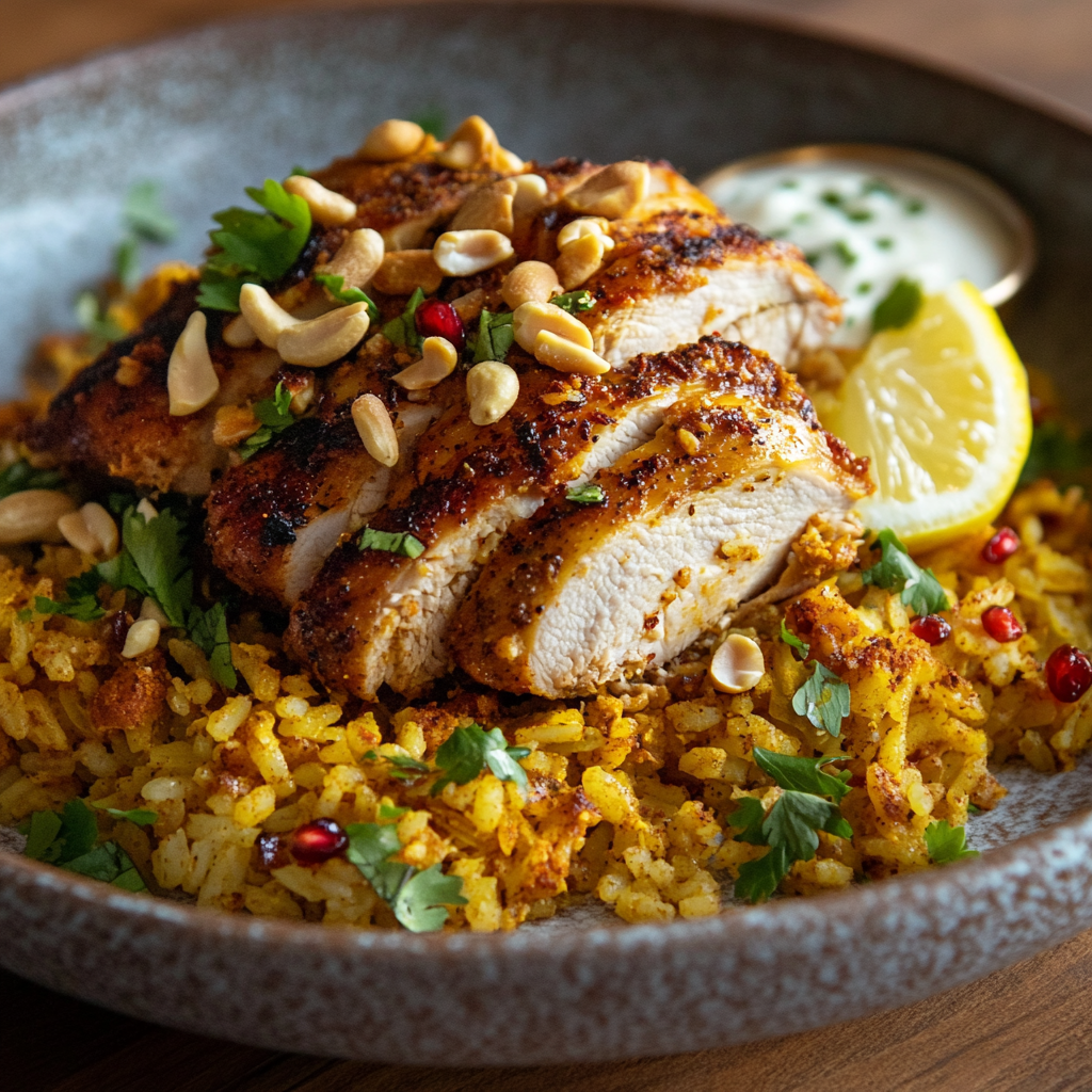 Riz Épicé Libanais au Poulet & Fruits Secs Croquants