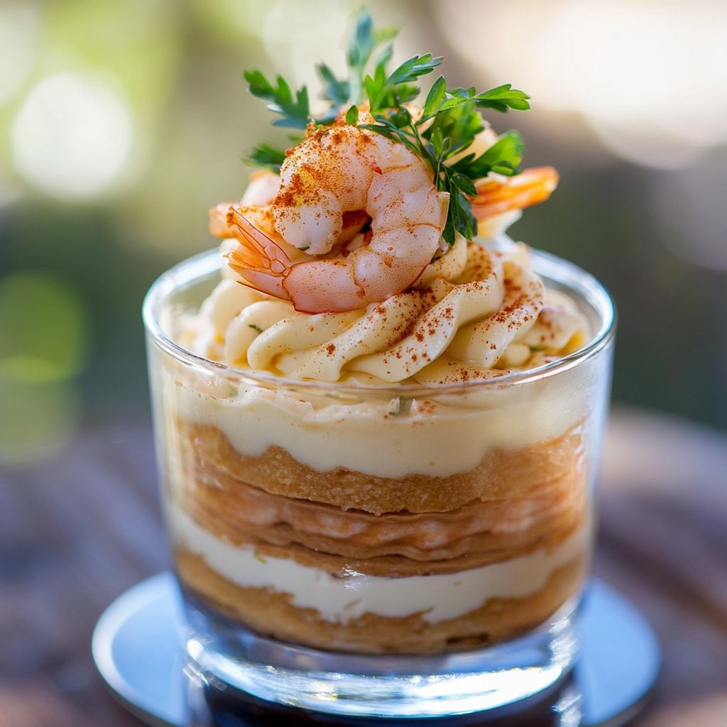 Tiramisu Salé aux Crevettes Roses – Recette Fraîche & Gourmande