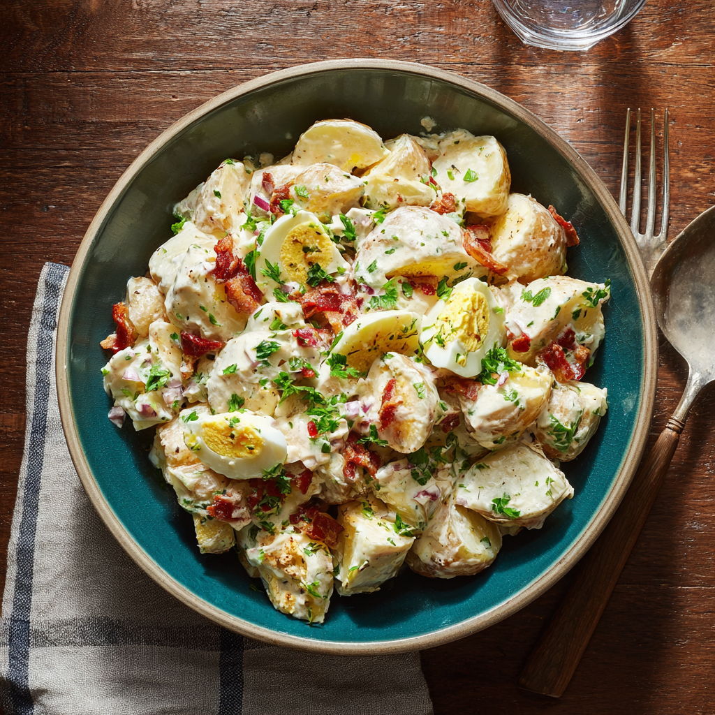 Salade de Pommes de Terre aux Œufs Crémeuse & Maison